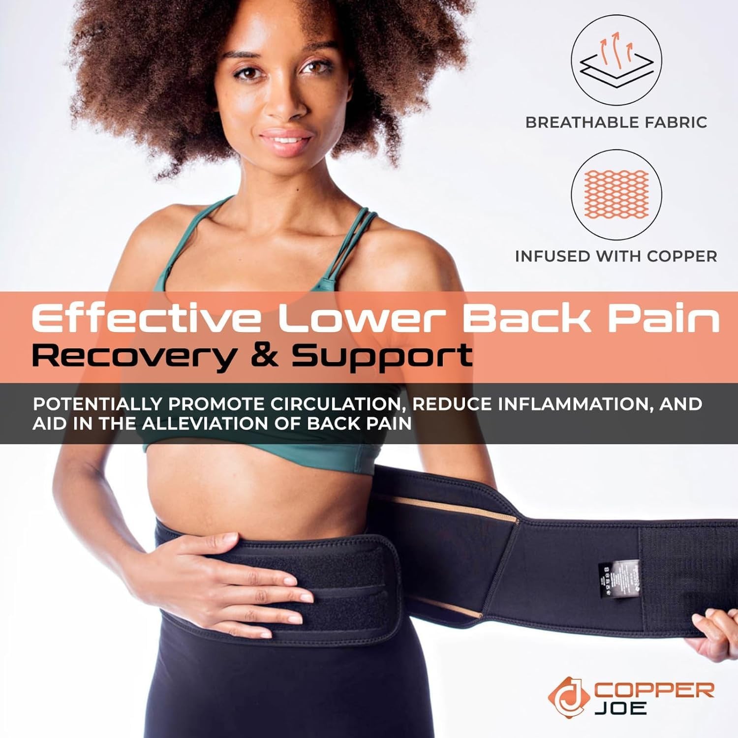 Adjustable Lumbar Back Brace for Men & Women – Copper-Infused Lower Back & Lu…
