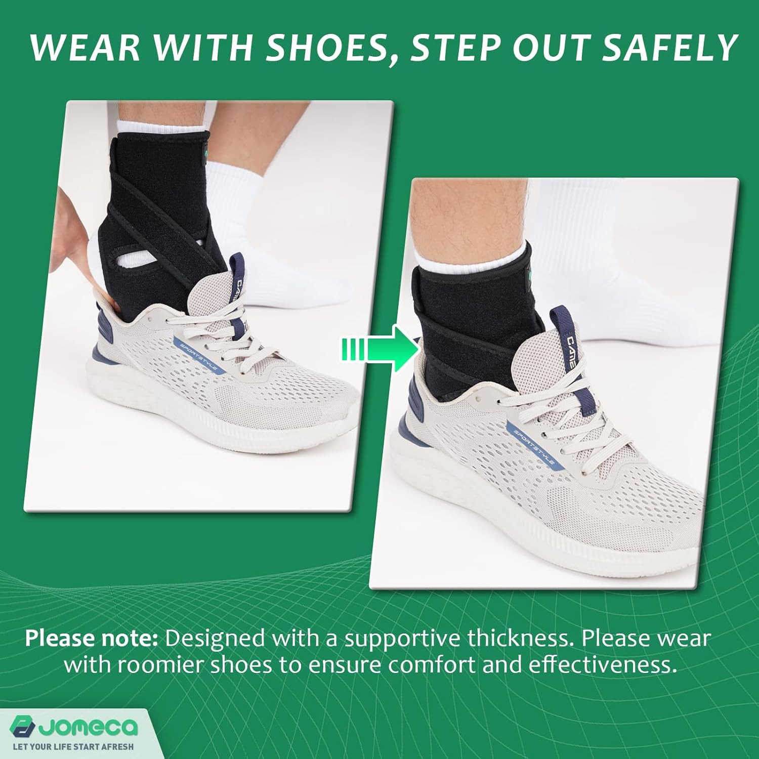 Upgraded Drop Foot Brace for Walking with Shoes – Dual Forefoot Support Plates A