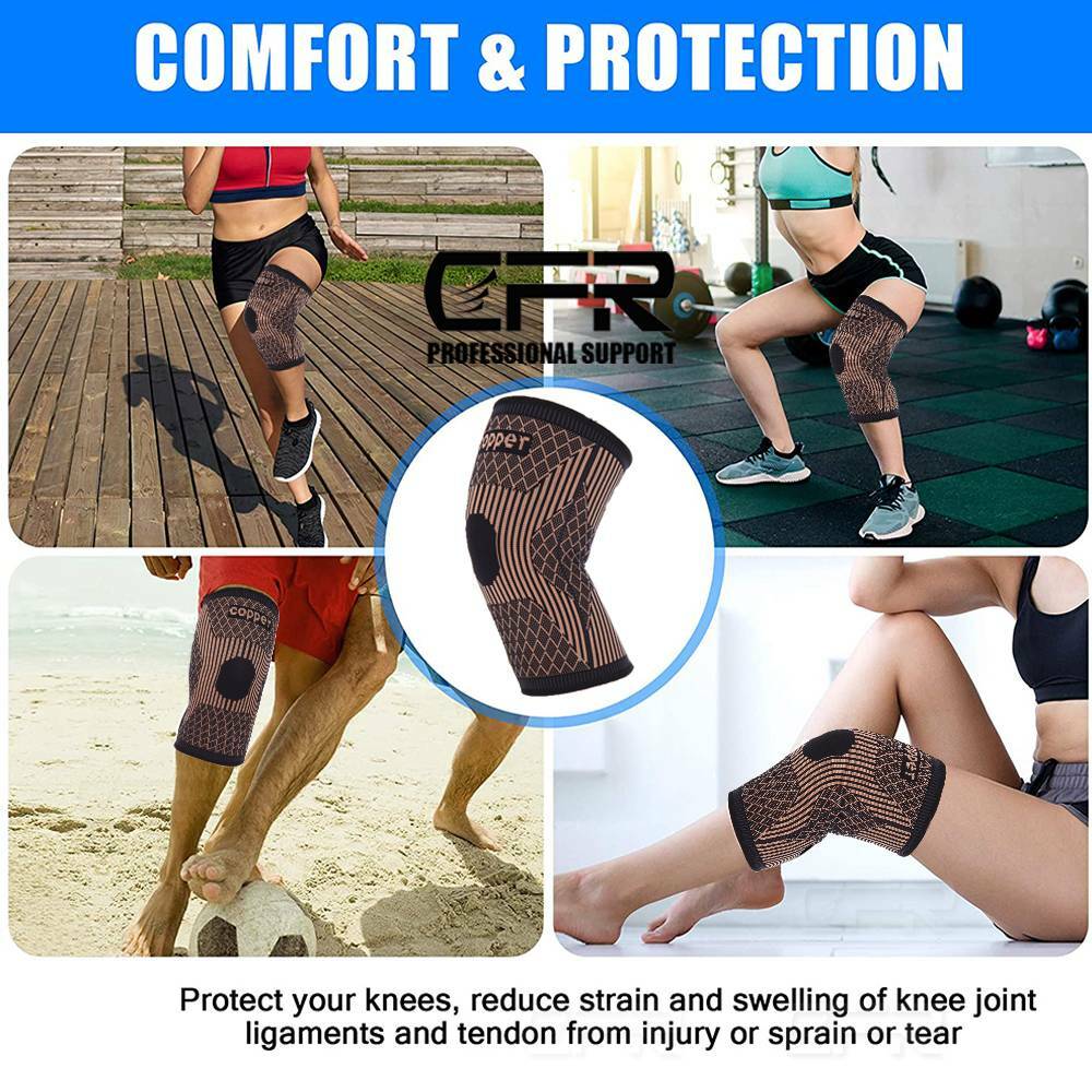 Copper Infused Knee Brace Support Stabilizer Patella Compression Sleeve Wrap CFR