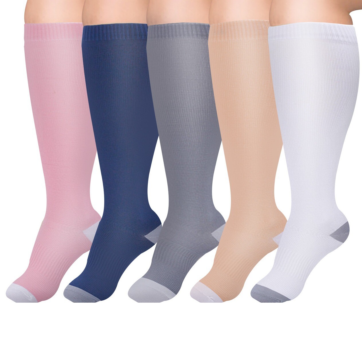3/4/5 Pairs Plus Size Compression Socks Extra Wide Calf Knee High Support Socks