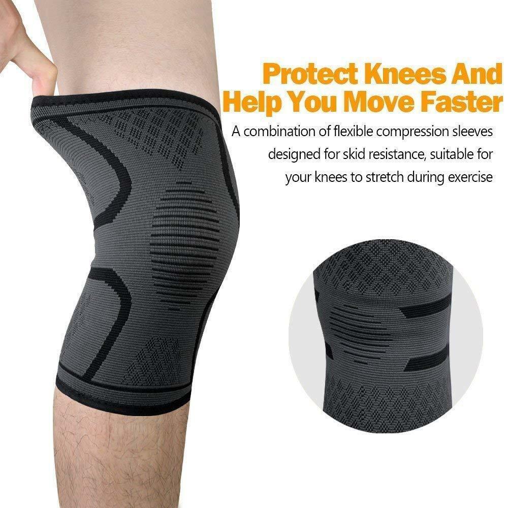 2PCS Knee Sleeve Compression Brace Support Sport Gym Joint Pain Arthritis Relief