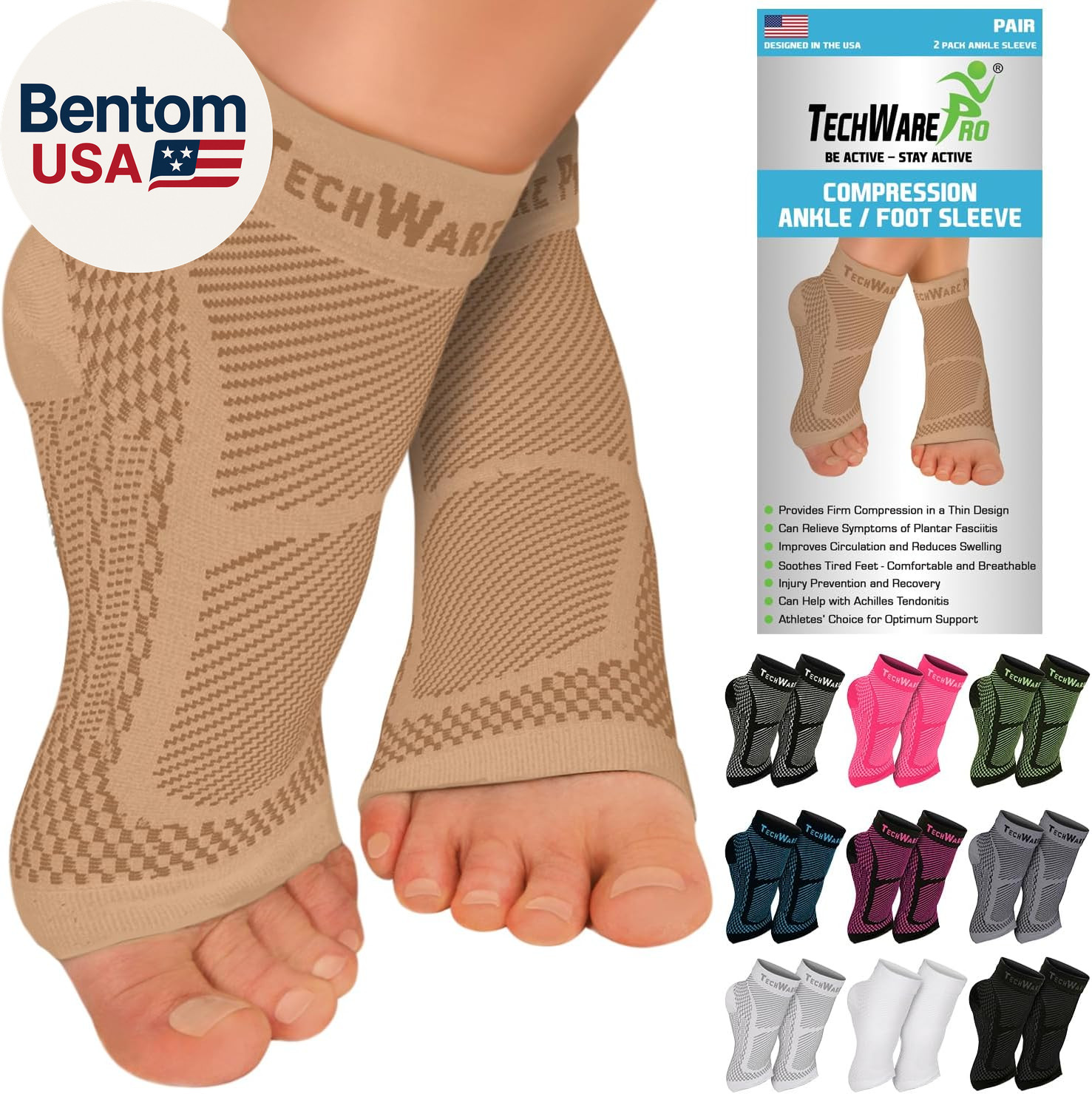 Ankle Brace Compression Sleeve – Plantar Fasciitis Sock. Relieves Achilles Tendo