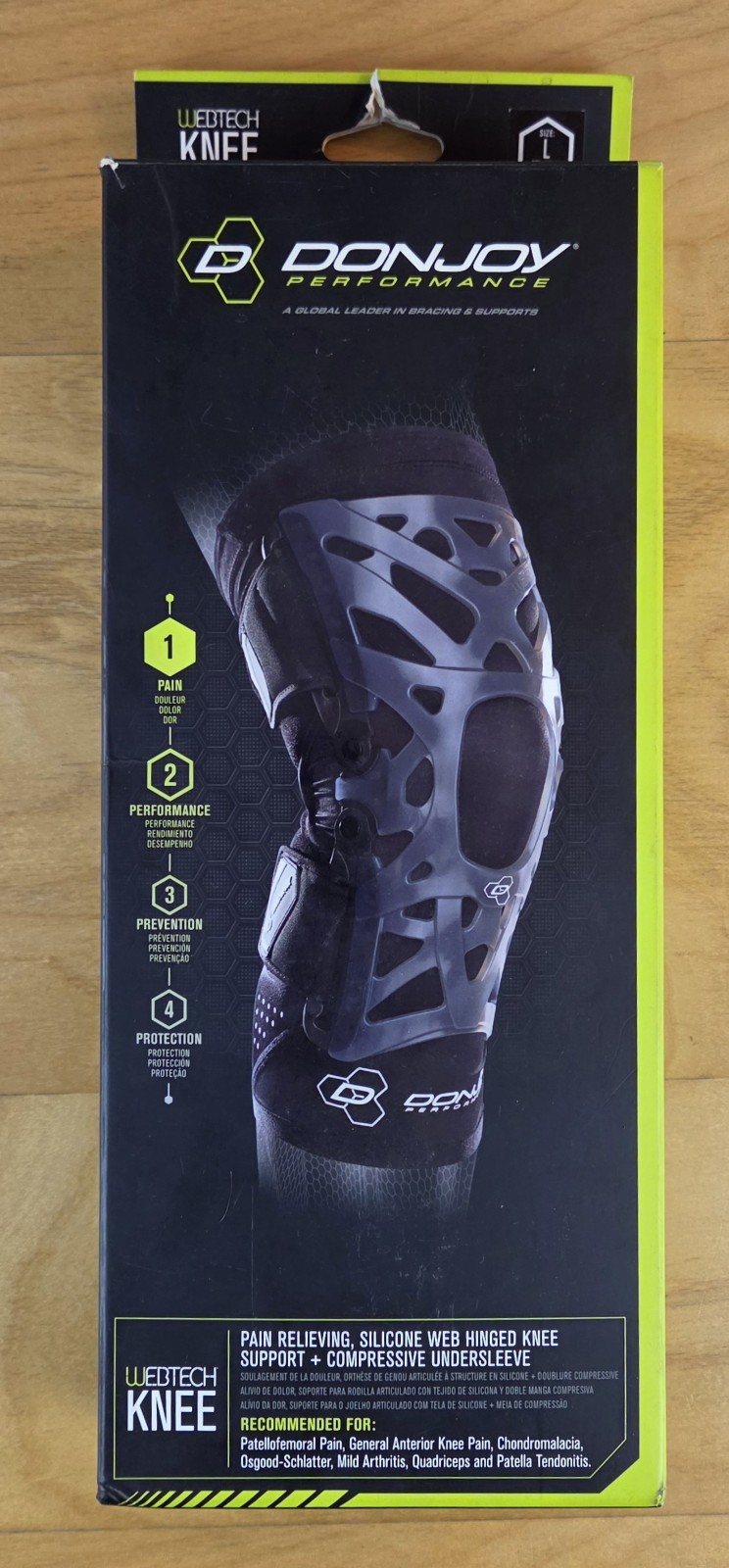 DonJoy Performance Webtech Knee Brace w/ Compression Undersleeve Size Large (L)