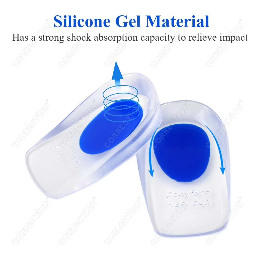Soft Silicone Gel Insoles for Heel Spurs Pain Foot Cushion Foot Massa