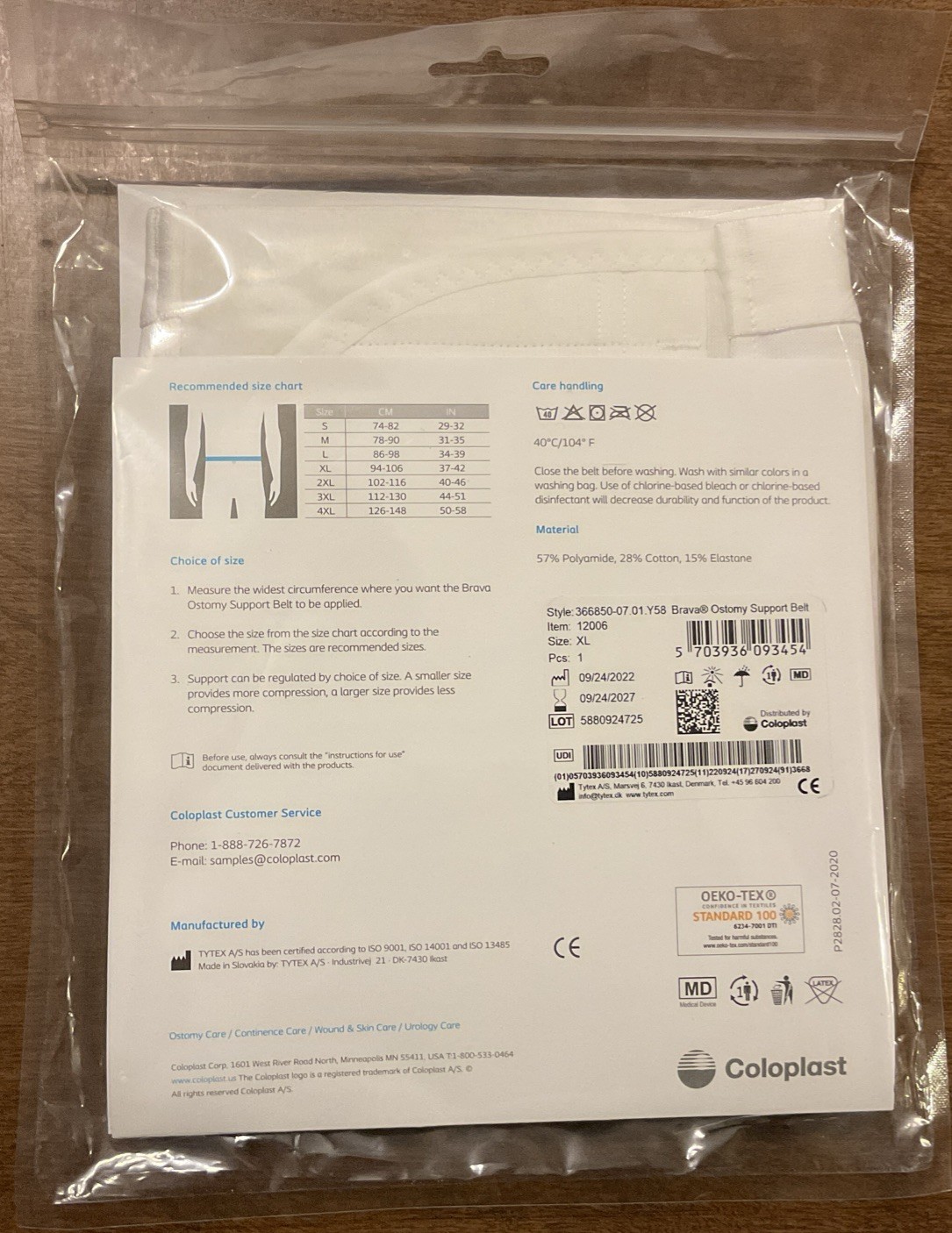 Brava Ostomy Support Belt For Hernias & Outward Areas White Size XL ~ 37-42 NIP