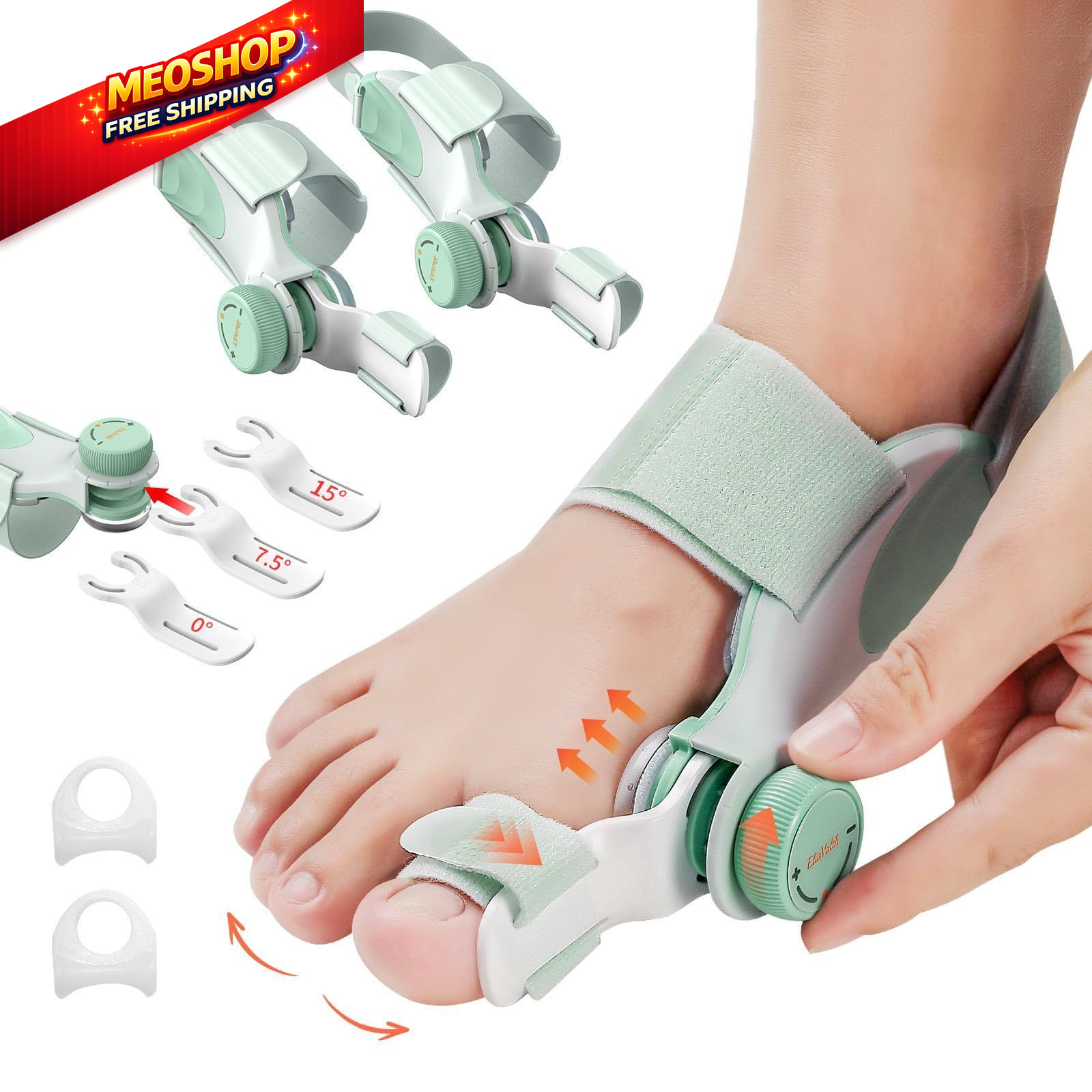 EliaValth 2 PCS Bunion Corrector for Women Big Toe, Adjustable Medium, Green