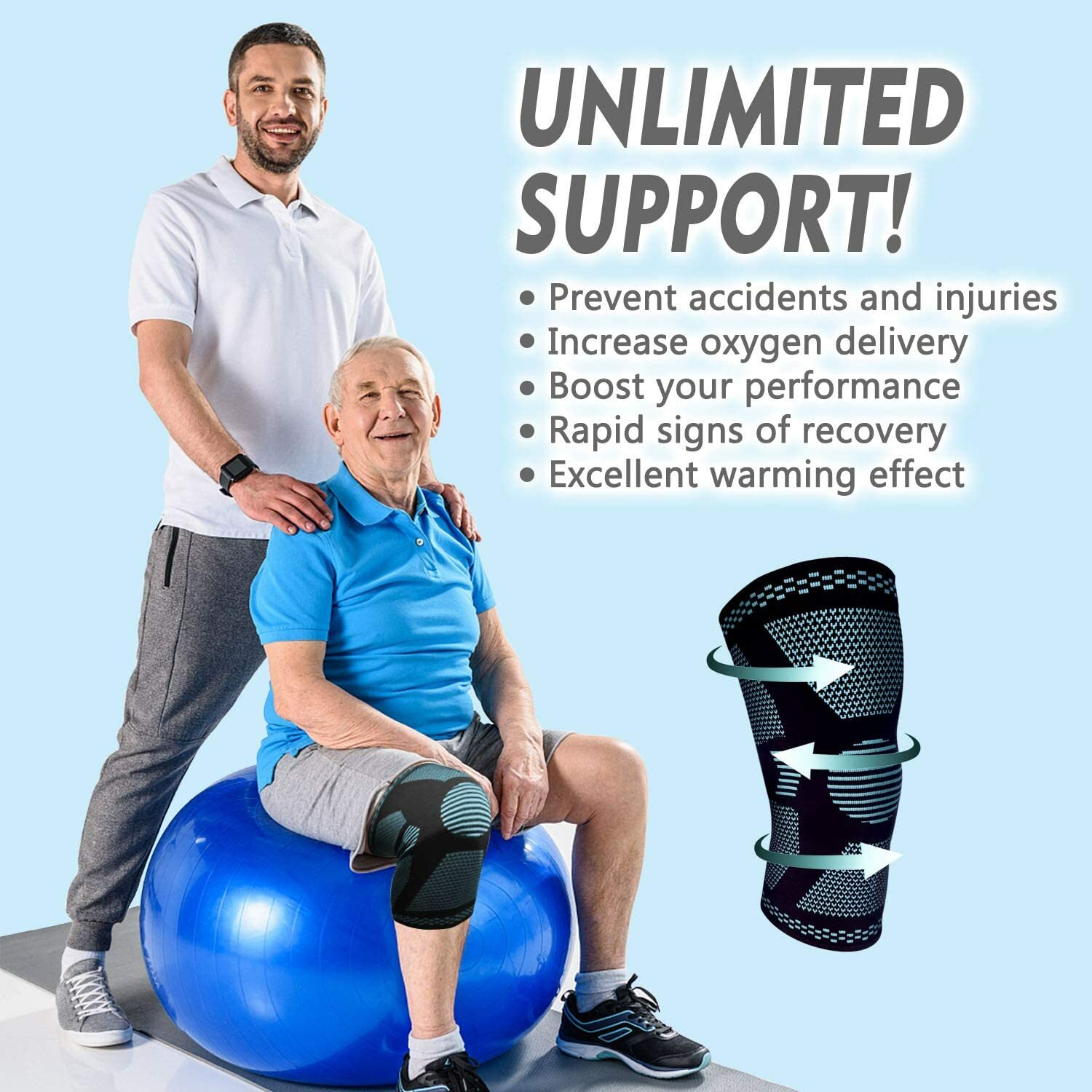 2 PACK – BEST Knee Compression Sleeve Knee Compression Brace Support Arthritis
