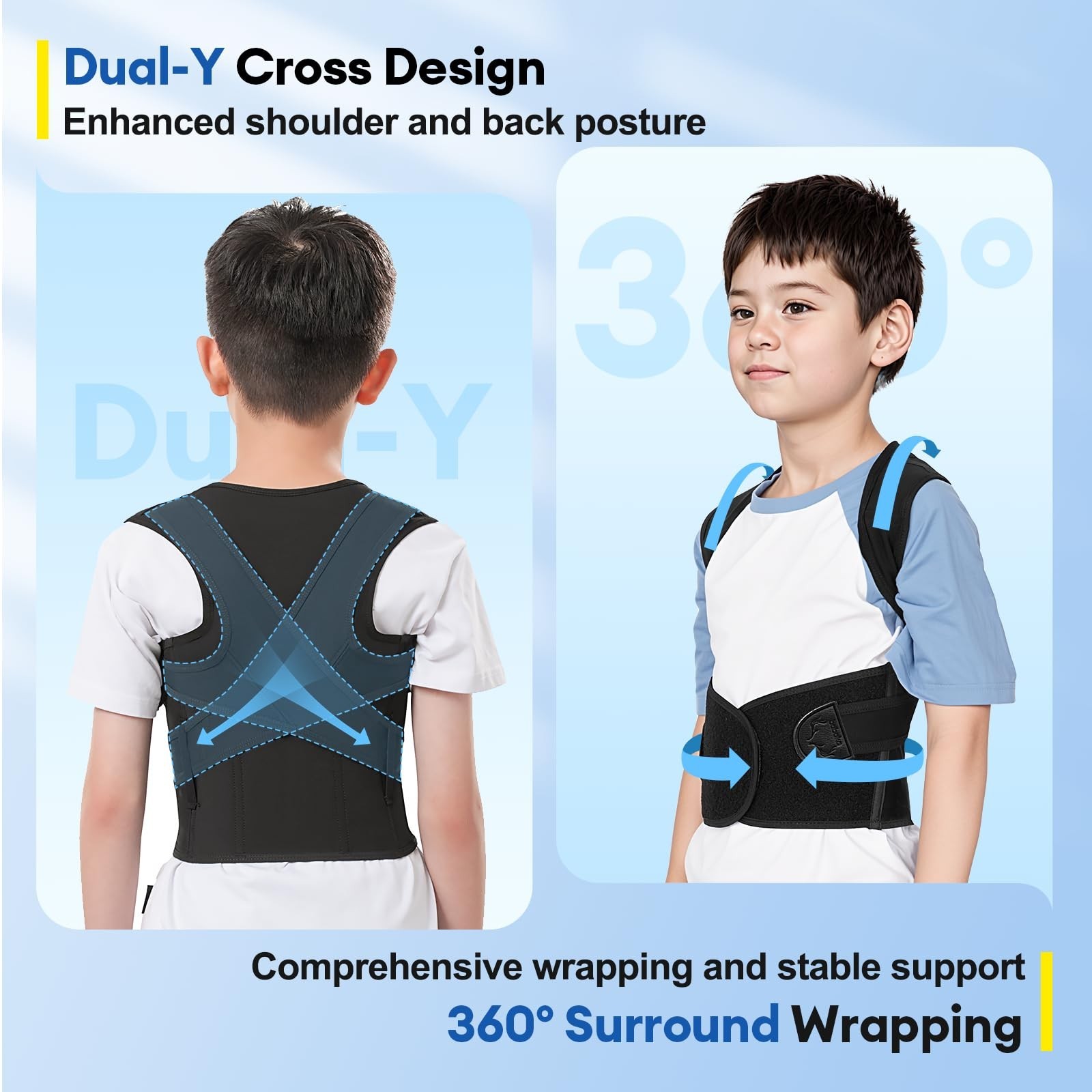 babaka Back Brace Posture Corrector for Kids, Adjustable Full Back Support, f…