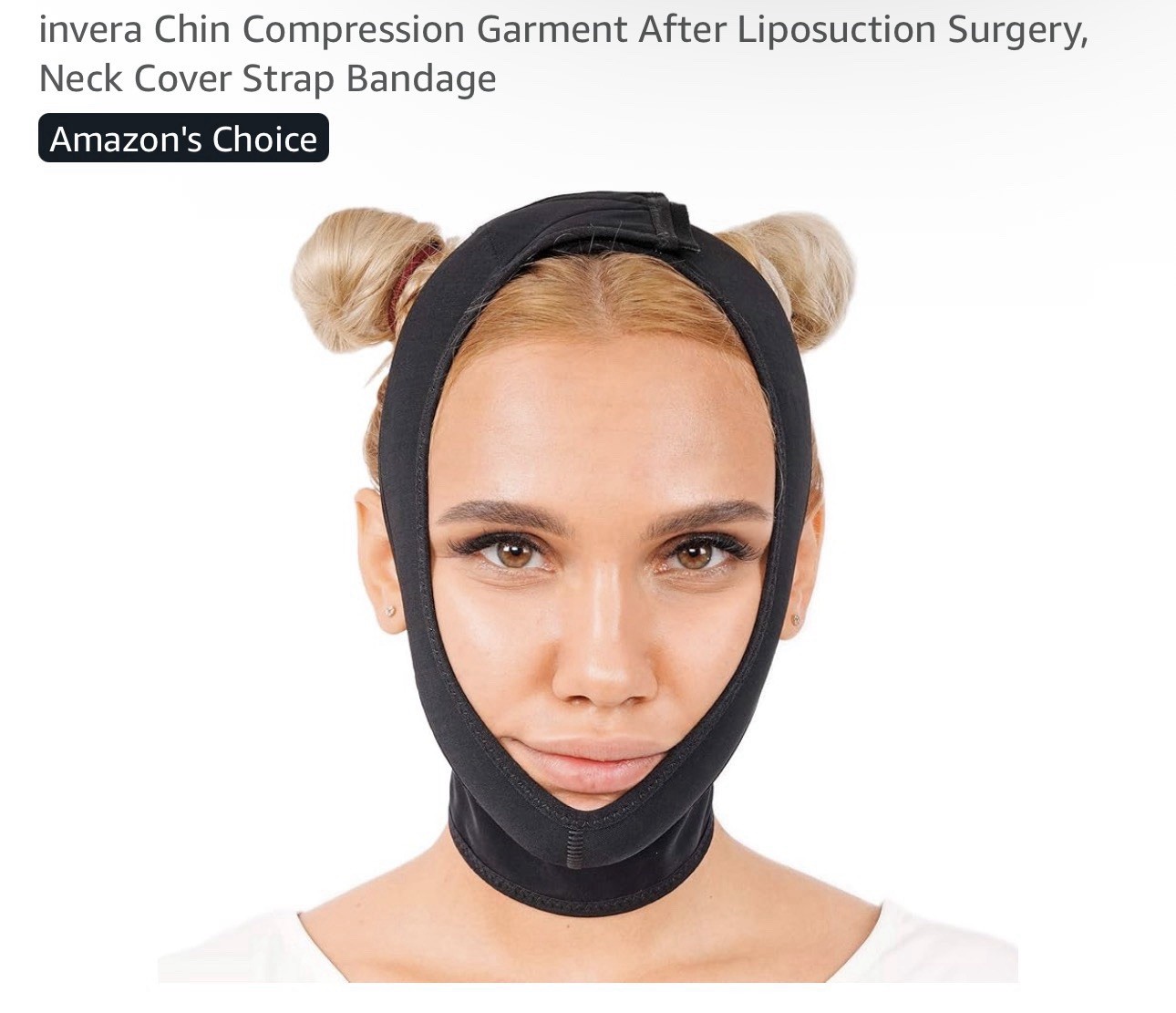 Invera Chin Compression Garment Post Surgery Neck Strap Black