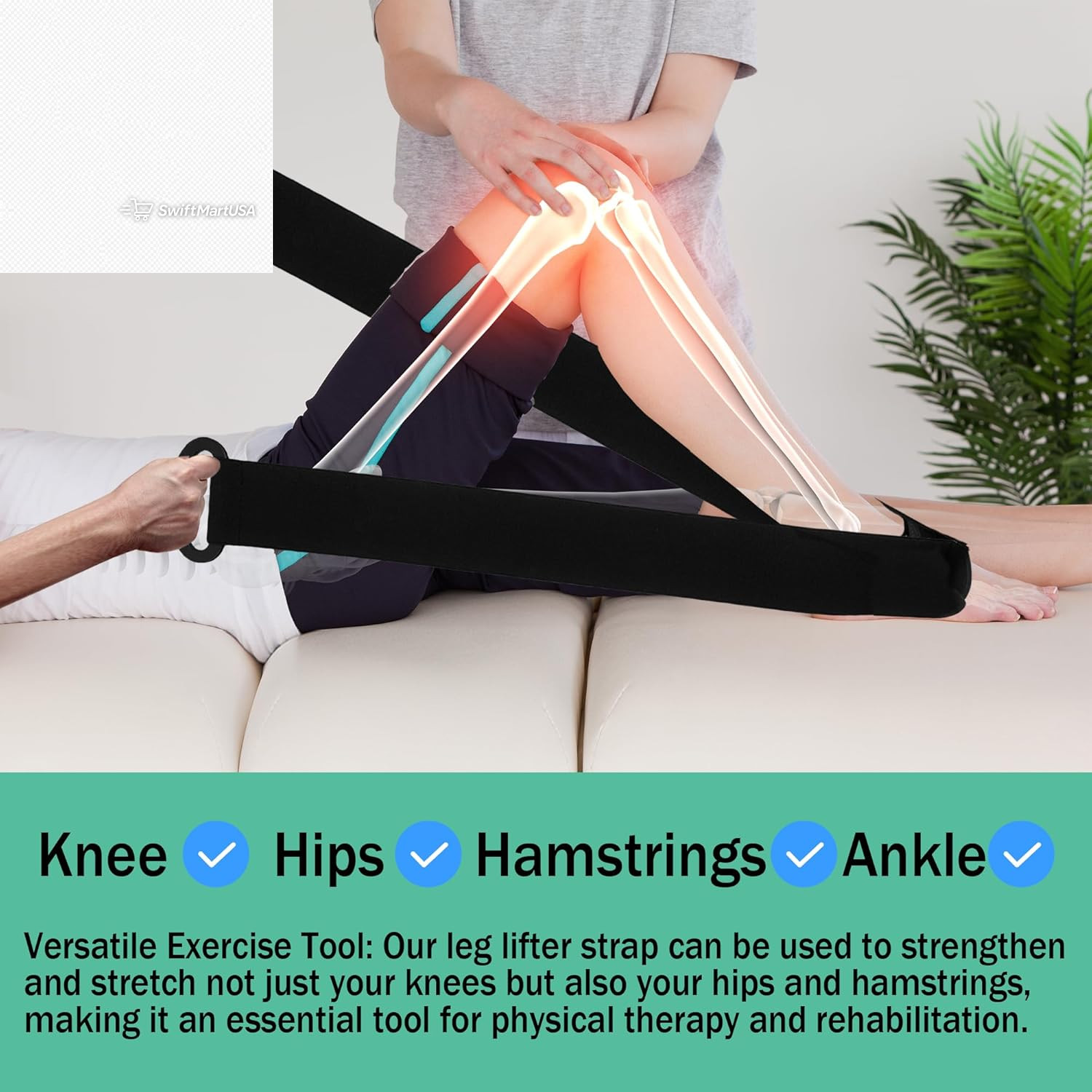 Knee Replacement Recovery Aids Kit – Leg Lifter Strap Elastic Exercise Bands for