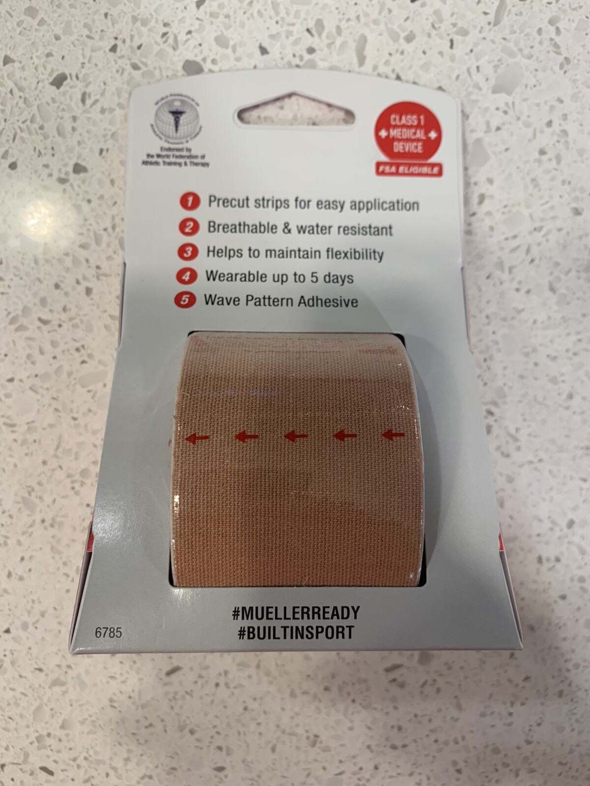 Mueller Sports Medicine Kinesiology Tape 20 Pre-Cut Strips Beige 2″ x 9.75″