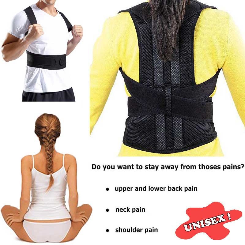 Adjustable Blue Back Support Posture Safety Brace Shoulder Belt Vest Strap US