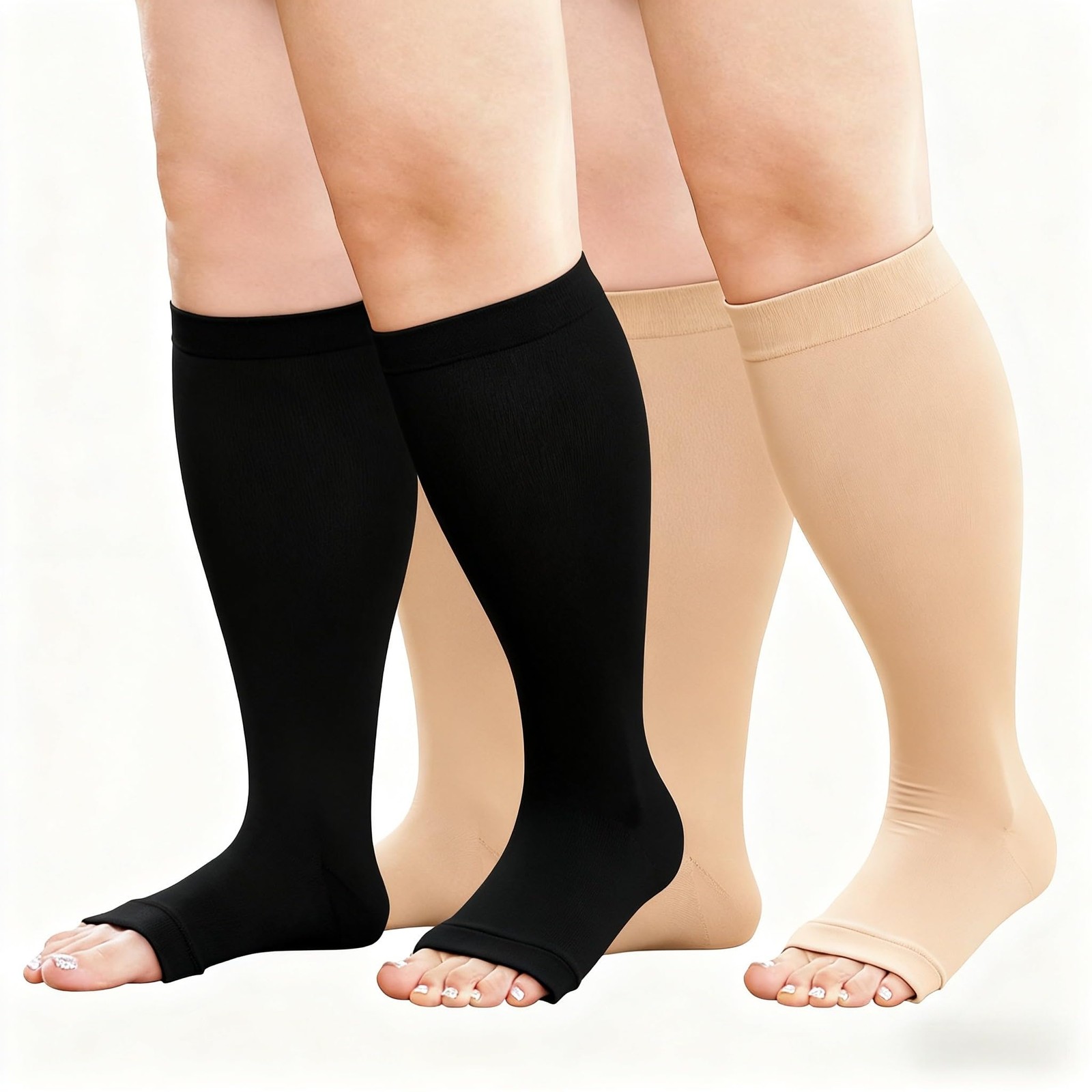 BODALA Plus Size Compression Socks: 2 Pairs Wide Calf 6XL, Multi-2