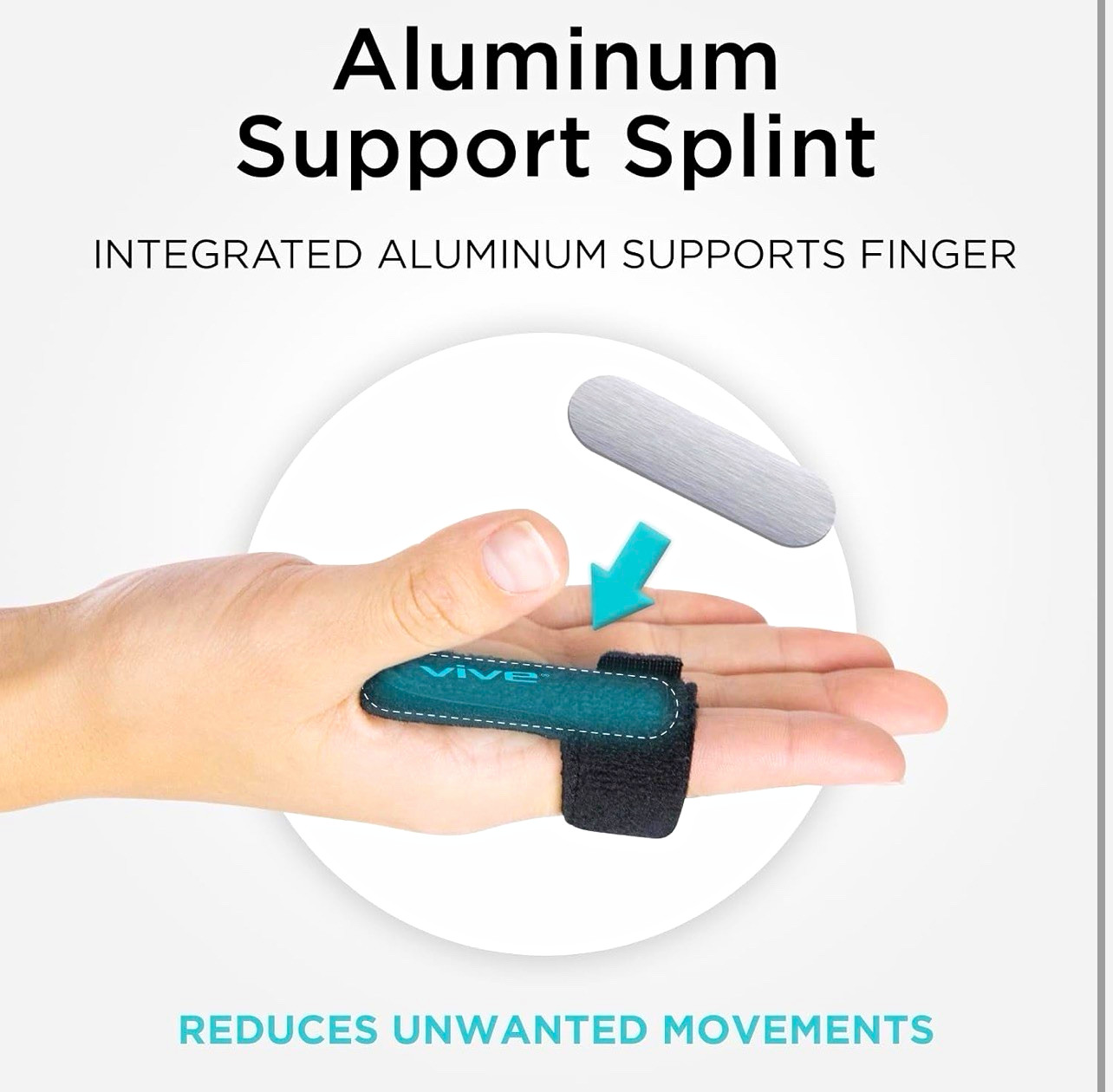 Vive Finger Splint 2-Pack Black Aluminum Adjustable Immobilization Support