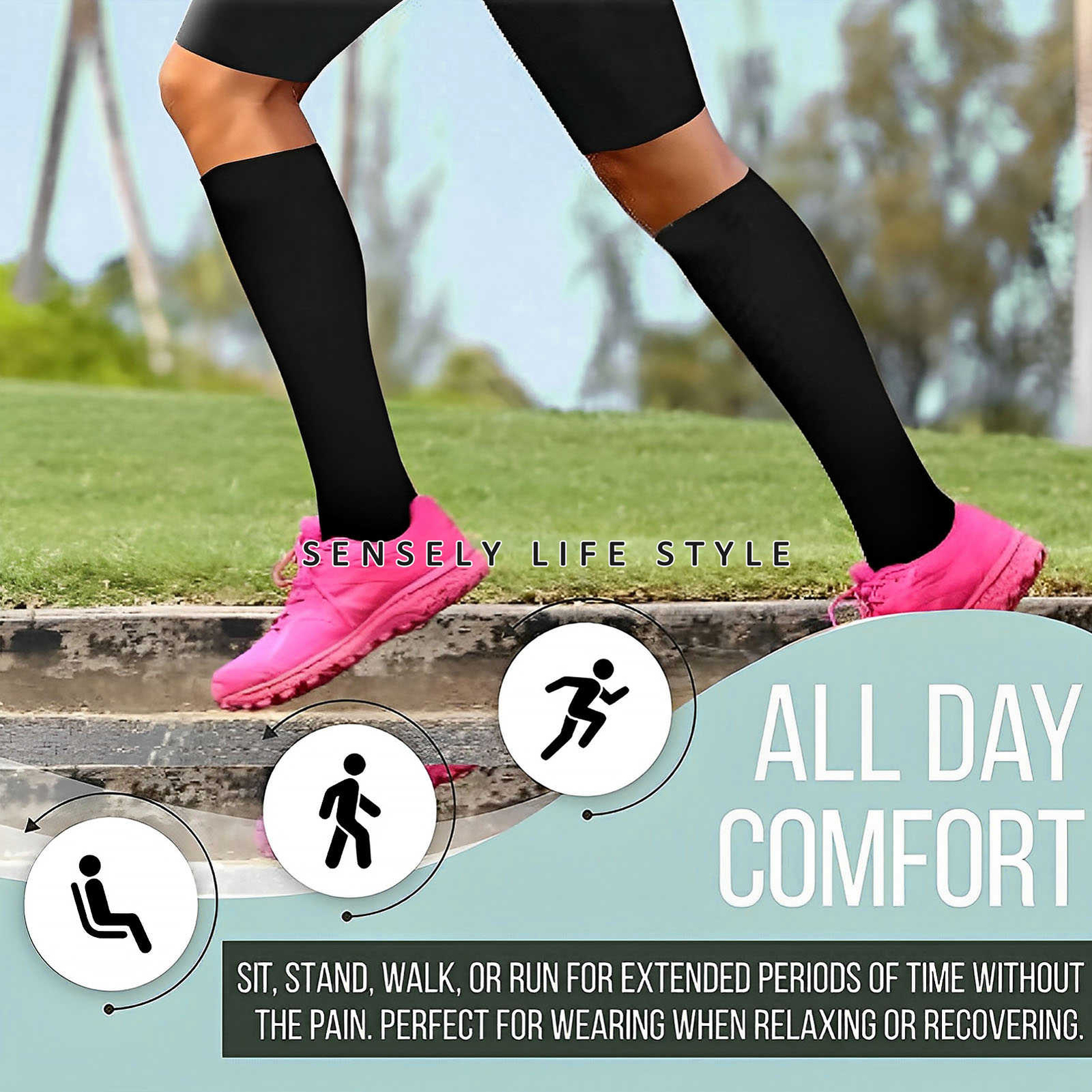 Knee High Compression Socks (23mmHg) Promote Blood Circulation Breathable Fabric