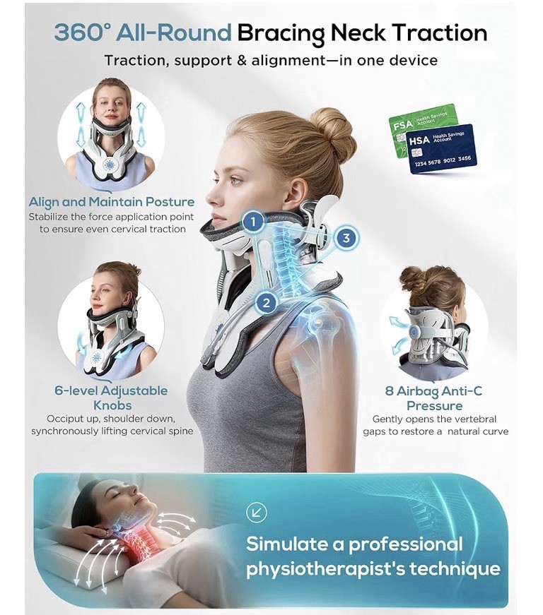 Cervical Traction Collar- Electric Pump- Neck Traction Device for Pain Relief