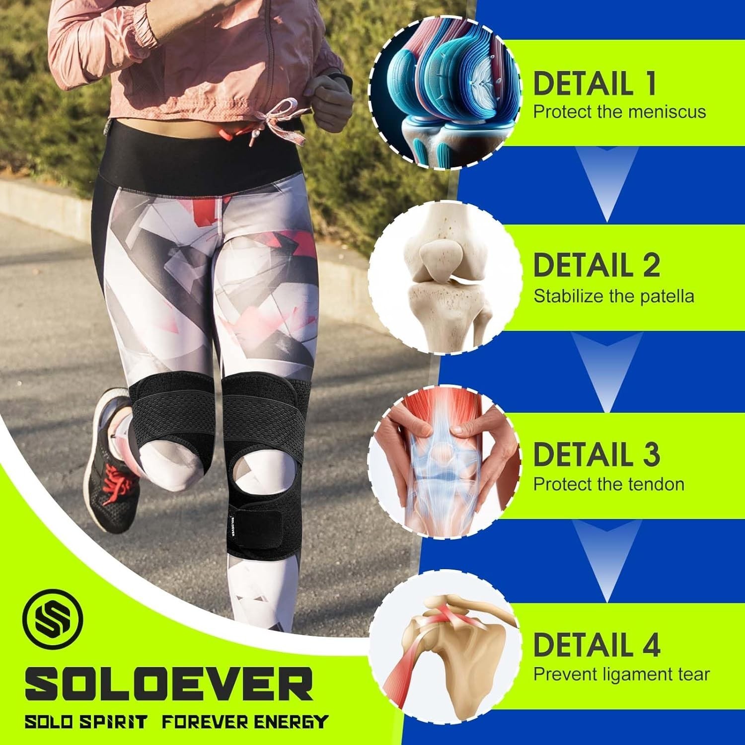 Ultra-Thin Knee Brace with Side Stabilizers for Women & Men, Adjustable Knee …