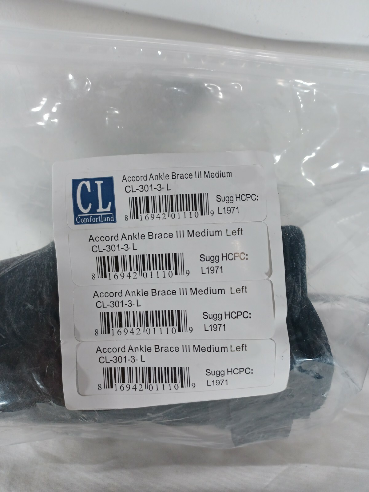 Comfortland Accord III Black Adjustable Ankle Brace Left Medium CL-301-3