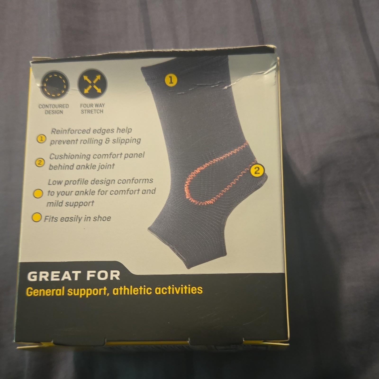FUTURO Ankle Compression Support Sleeve S/M Gray Four Way Stretch Contoured