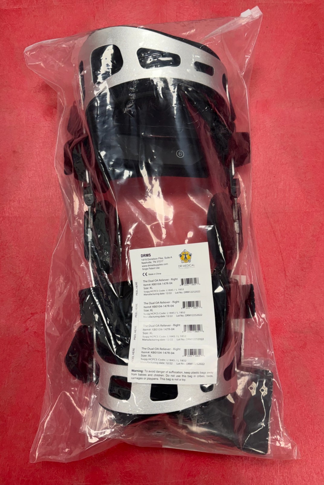 DRMS Dr Medical DUAL OA Reliever Right Knee Brace XL KB0104-147R-04
