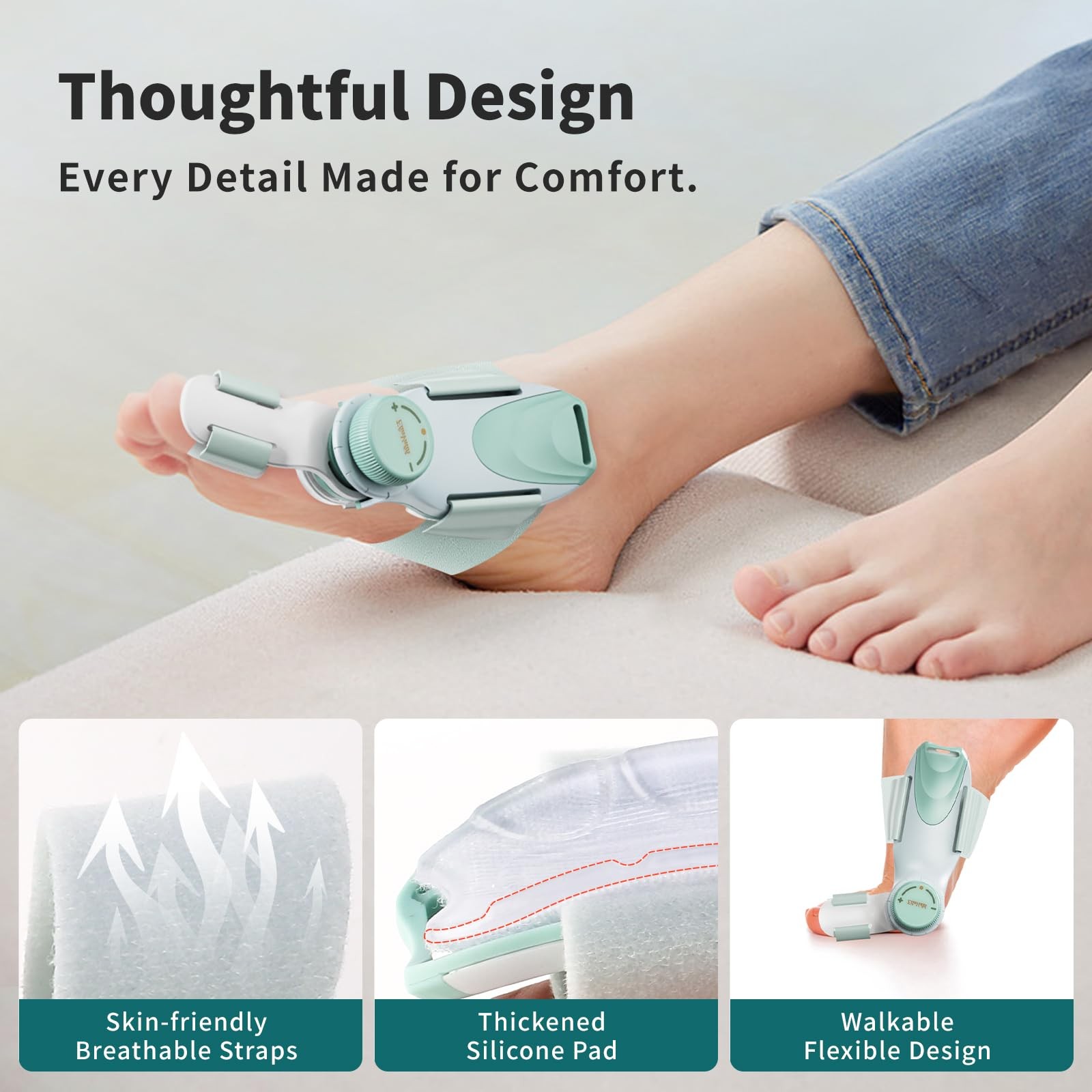 EliaValth 2 PCS Bunion Corrector for Women Big Toe, Adjustable Large, Green