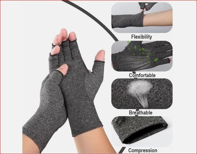 Copper Compression Arthritis Gloves Hand Wrist Support, Pain Relief Fingerless
