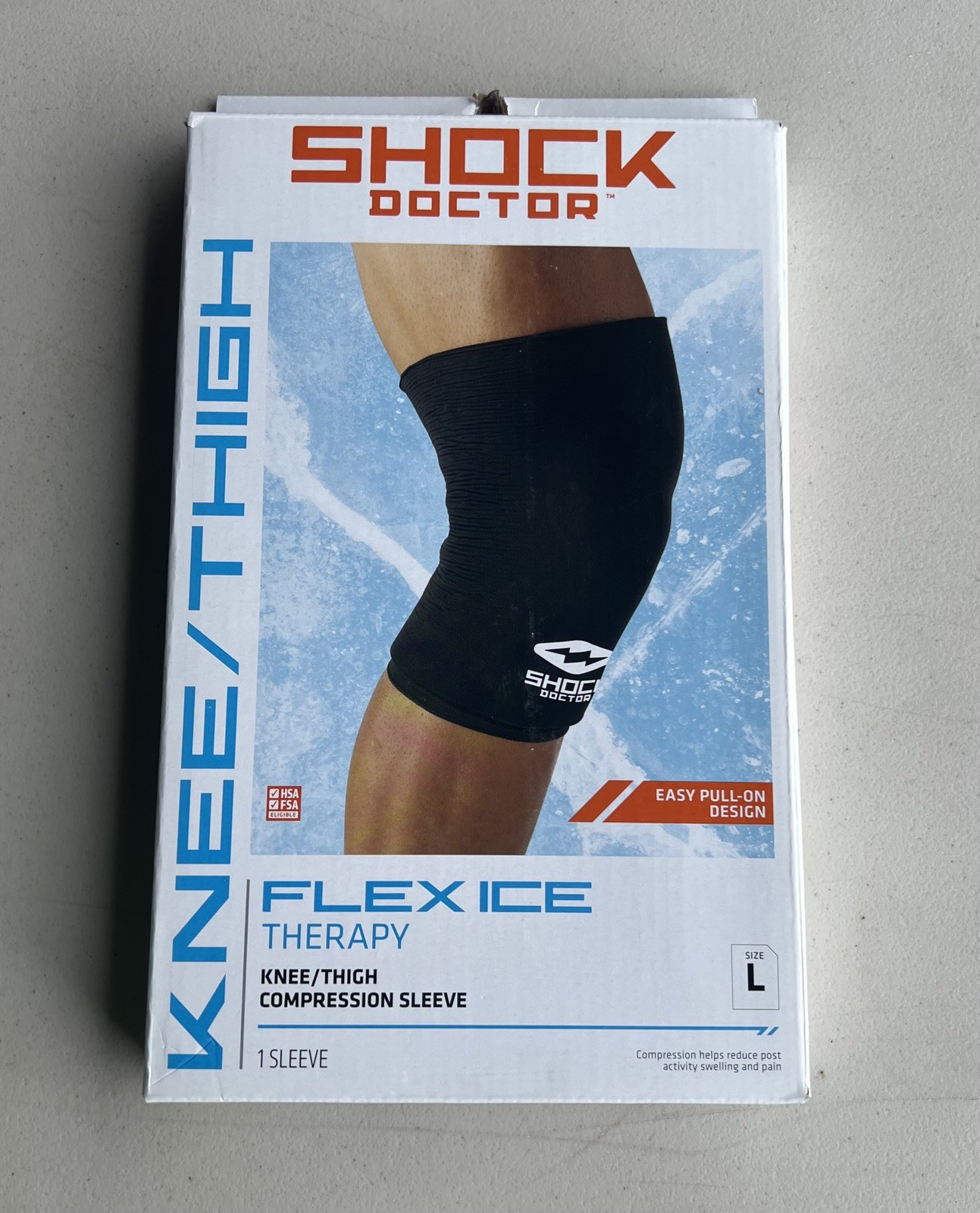 Shock Doctor Recovery Flex Ice Therapy Knee Thigh Compression Sleeve Large new
