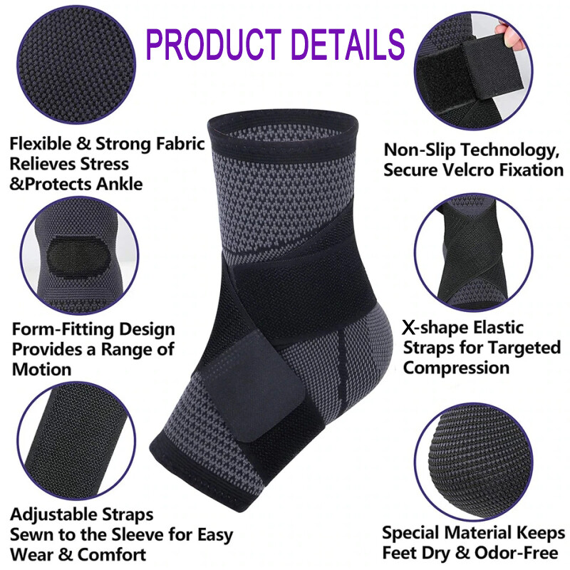 1/2Pcs Ankle Support Brace Compression Sleeve Plantar Foot Fasciitis Wrap Sports