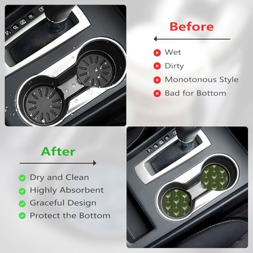 Ceramic Car Cup Coasters 2PCS – | with Cork Back & Finger Slot, 2.56inch Mojito