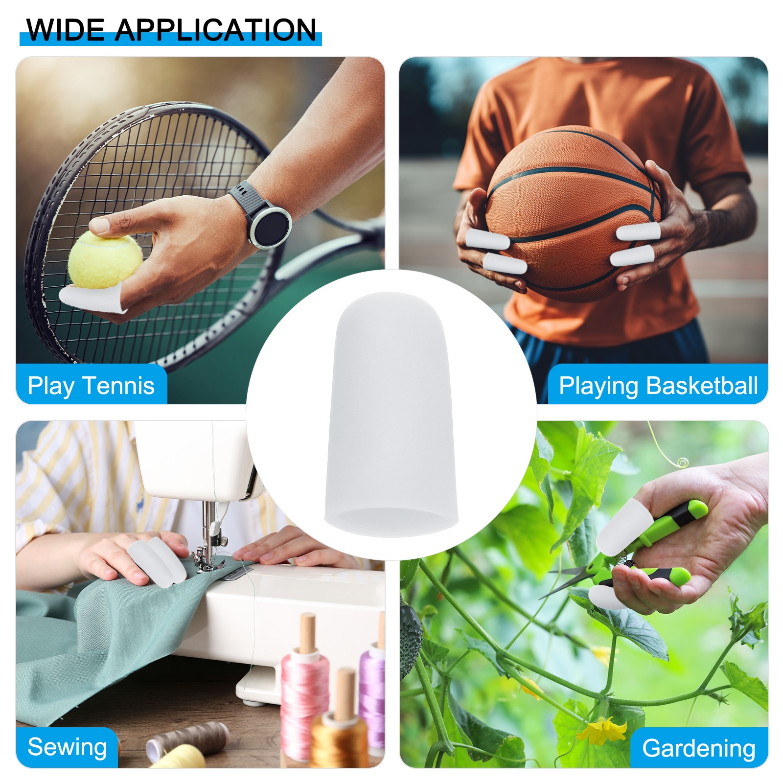 1.6″ Silicone Gel Finger Cots, 10 Pcs Fingertips Sleeve Protector, White
