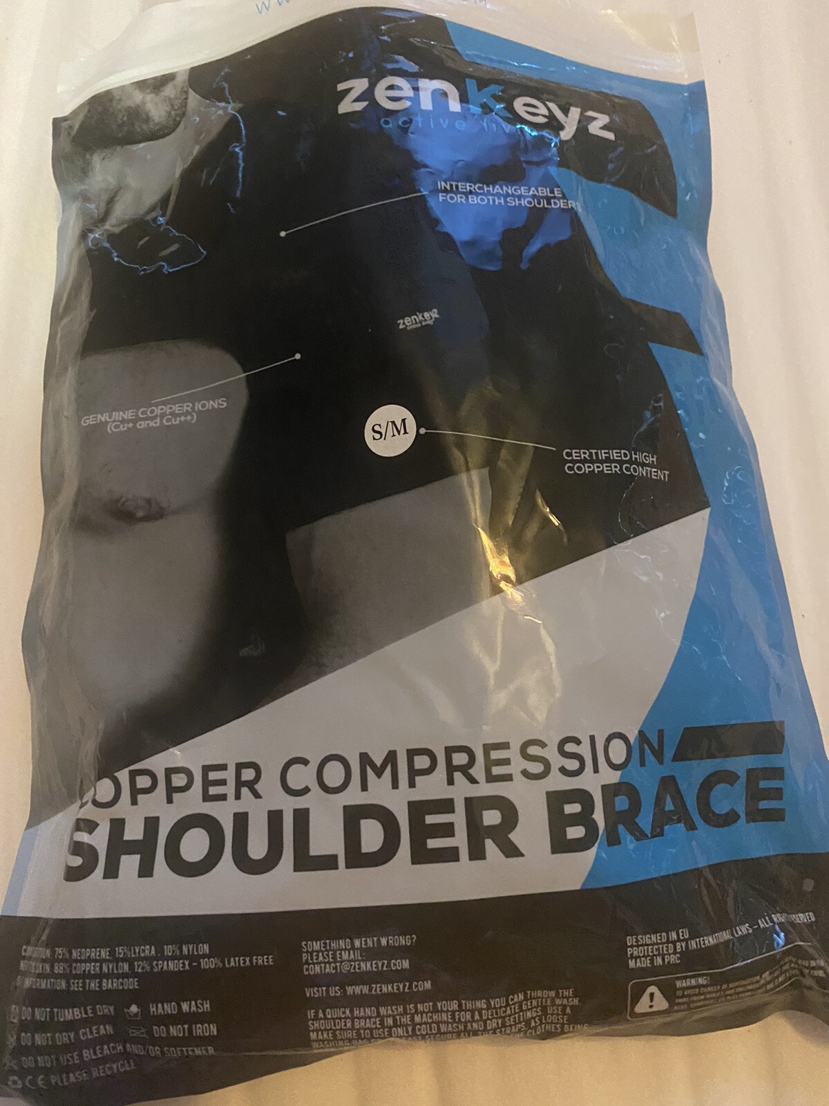 Zenkeyz Active Living Copper Compression Shoulder Brace, S/M Unisex
