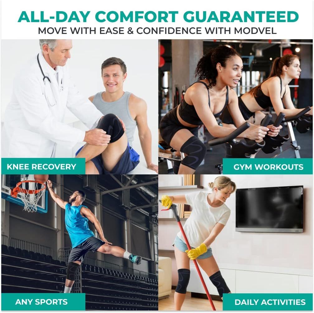 2pcs Knee Braces for Running Knee Pain, Compression Sleeve Knee Support- Workout