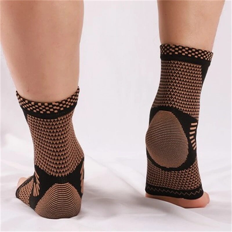Copper Ankle Brace Support Compression Sleeve Socks Foot Pain Plantar Fasciitis
