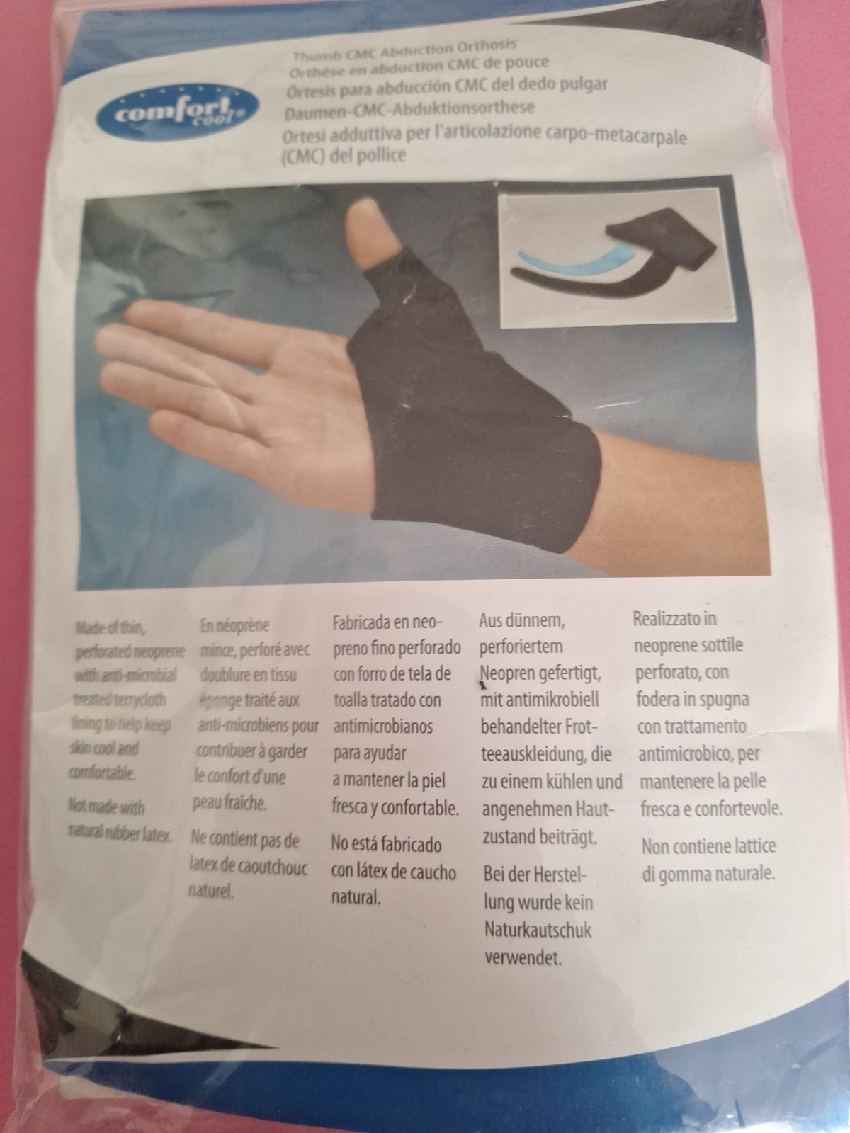Comfort Cool Thumb CMC Abduction Left Large Plus 79498-P Splint Brace Black NEW