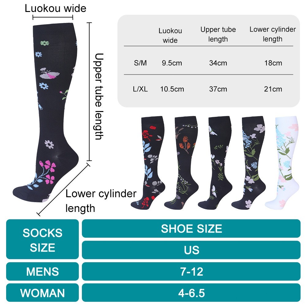 (3 Pairs) Compression Socks Women Men Running 20-30 mmHG Stockings Size S/M-L/XL