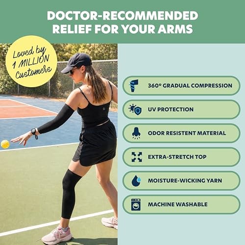 Full Arm Compression Sleeve, 10-20 mmHg, Men & Women | Graduated Support,
