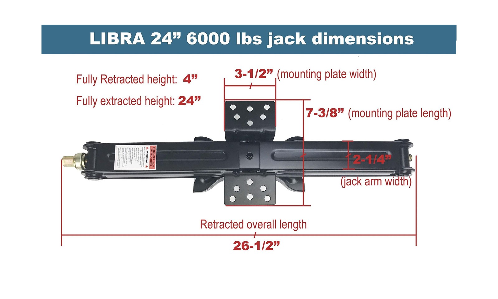 LIBRA Set 4 24″ 6000lbs RV Trailer Camper Stabilizer Leveling Scissor Jacks w…