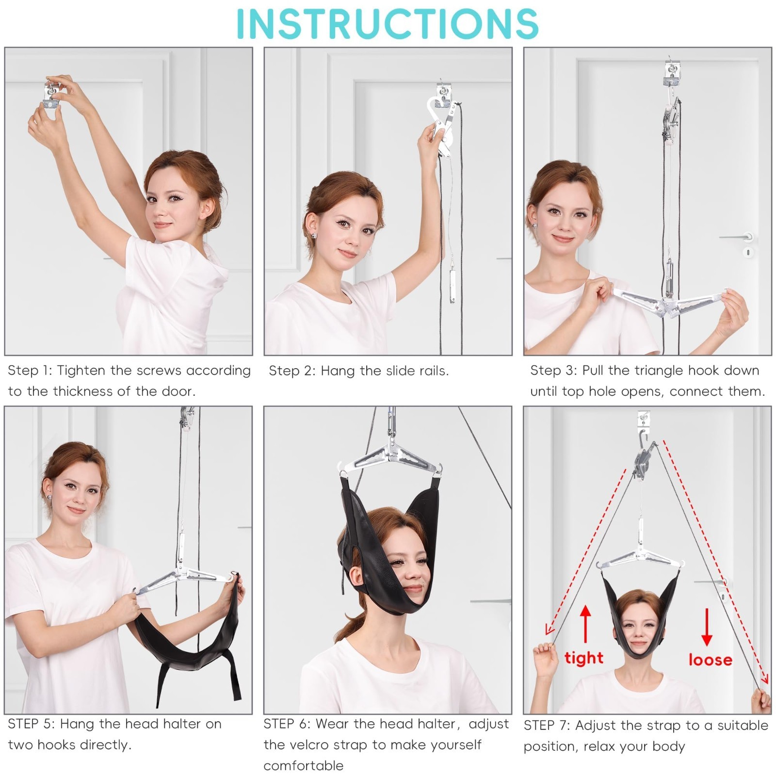 Cervical Neck Traction Device – Over-The-Door Portable Stretcher for Pain Relief