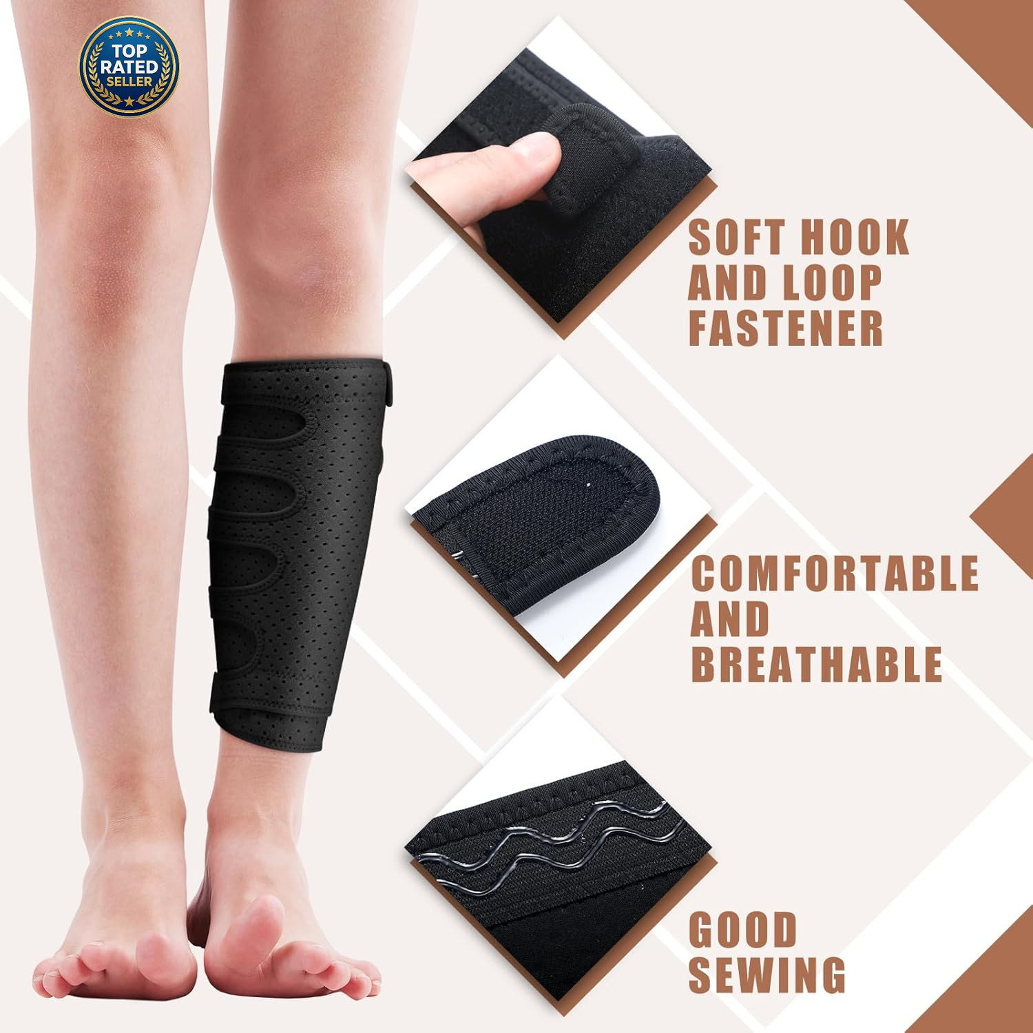 2 Pcs Lymphedema Compression Wraps Calf Adjustable Brace 5 Strap Leg Wraps for L