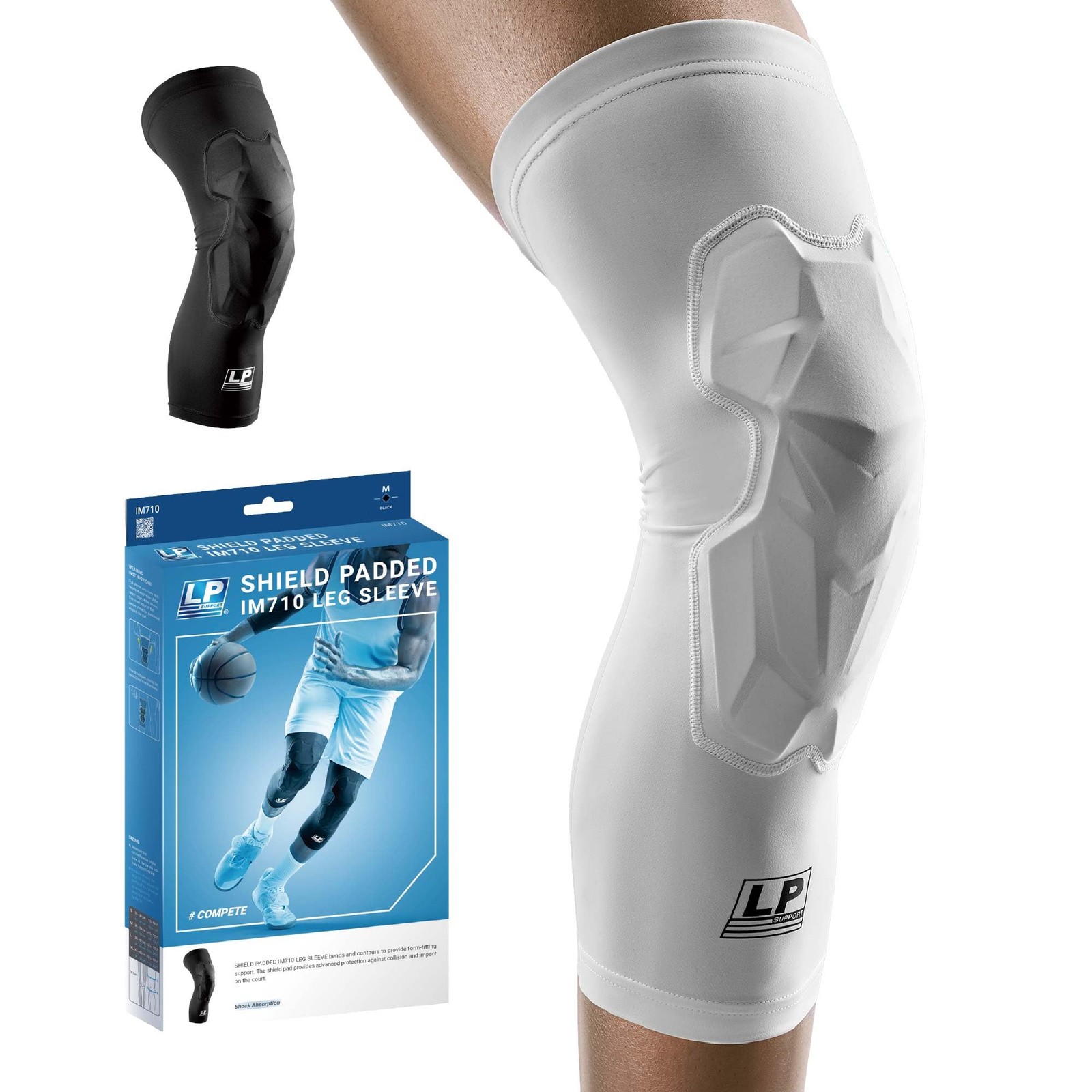 IM710 Shield Padded Leg Compression Sleeve, Ergonomic Knee Pad Support for Ba…