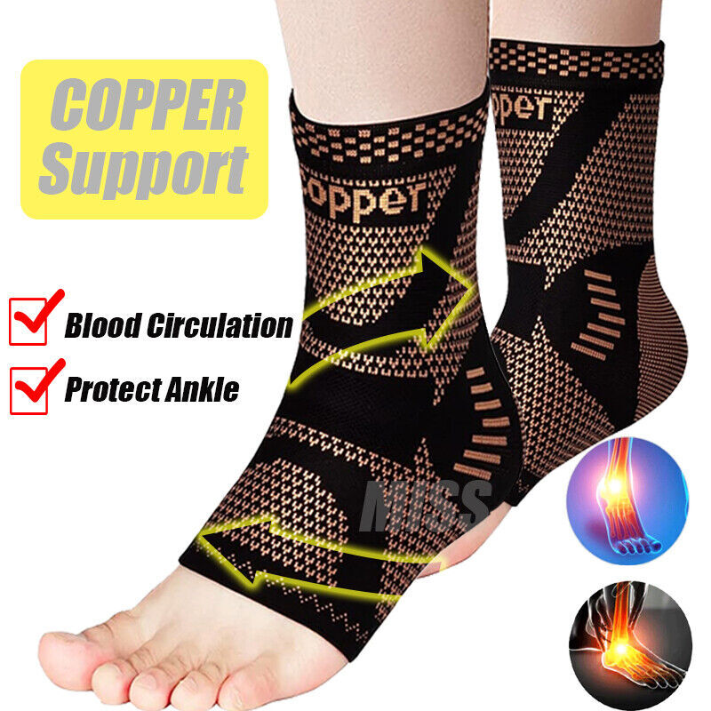 4pcs Copper Ankle Support Compression Strap Achilles Tendon Brace Sprain Sports