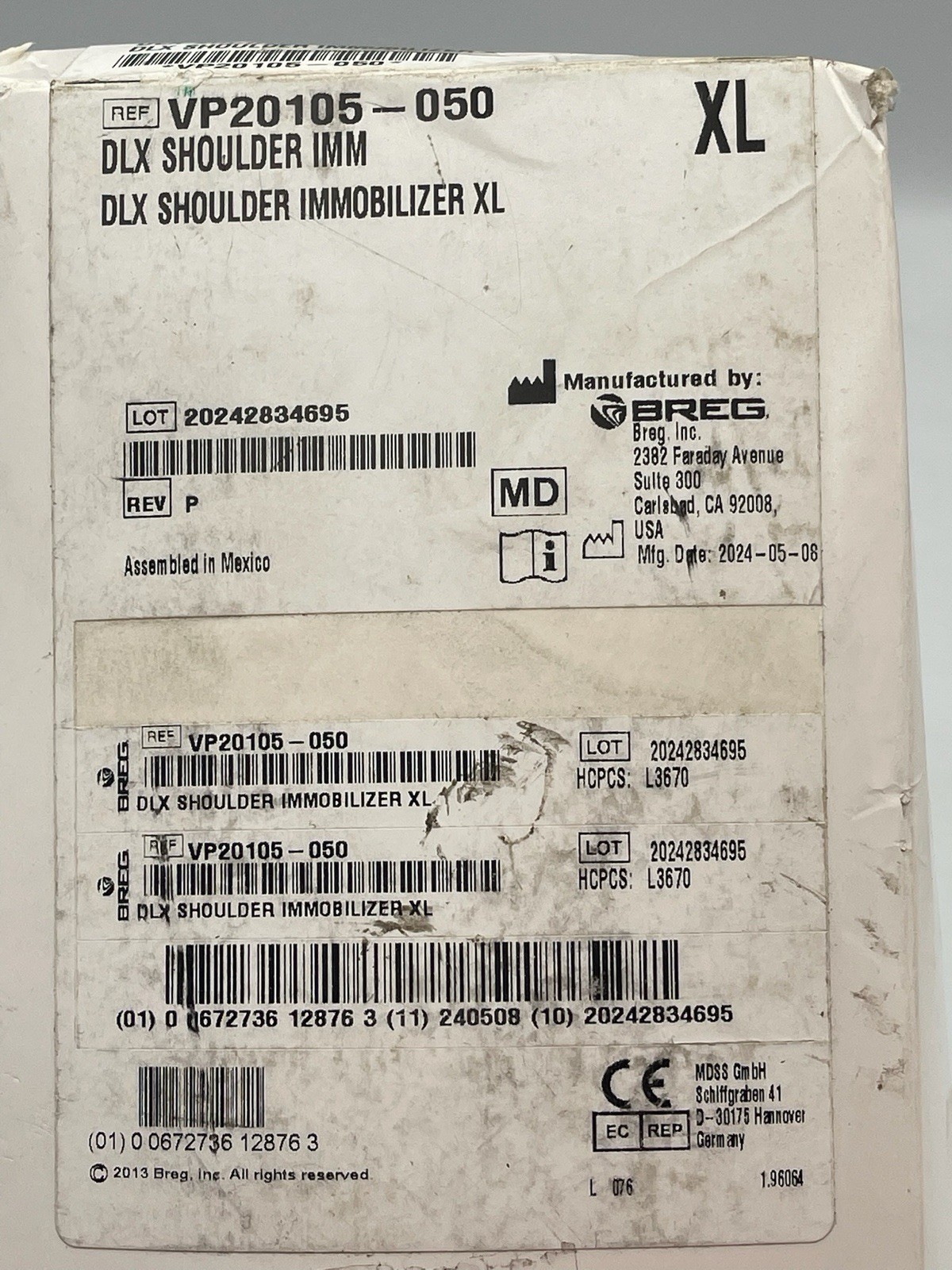 Breg Deluxe Shoulder Immobilizer VP20105-050 XL