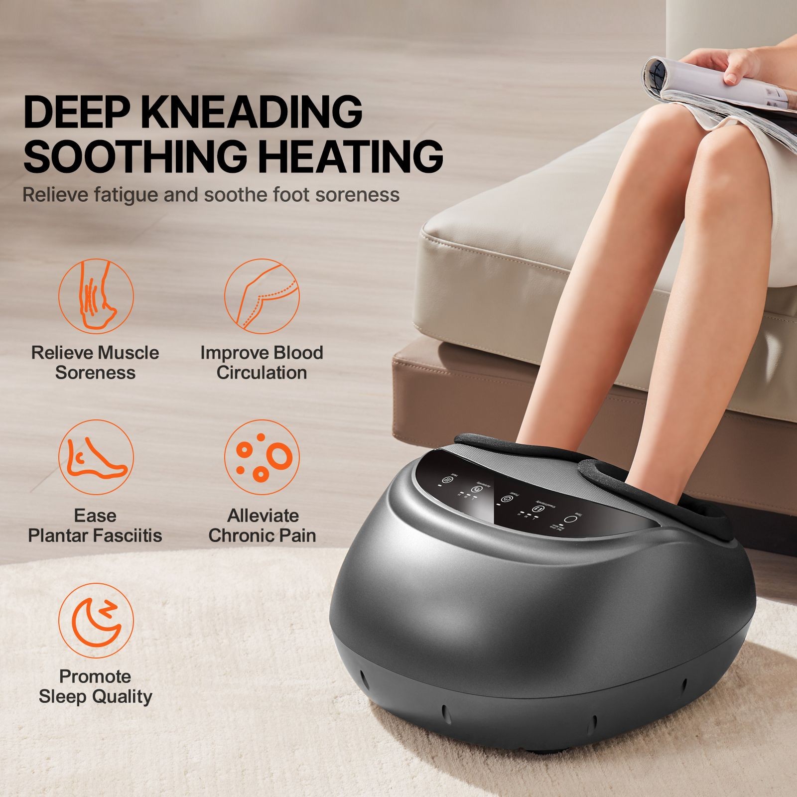 Foot Massager Machine with Heat, Deep – Kneading, Compression, and Shiatsu for