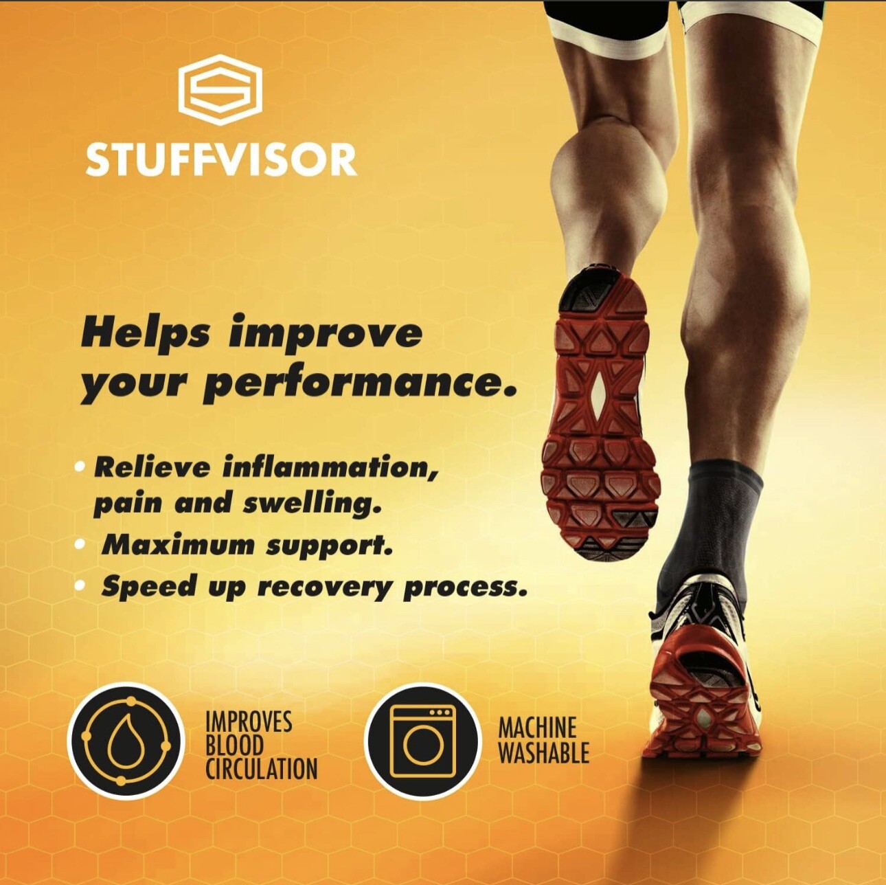 Stuffvisor Ankle & Foot Compression Sleeve, Socks for Maximum Support, Small 2PK