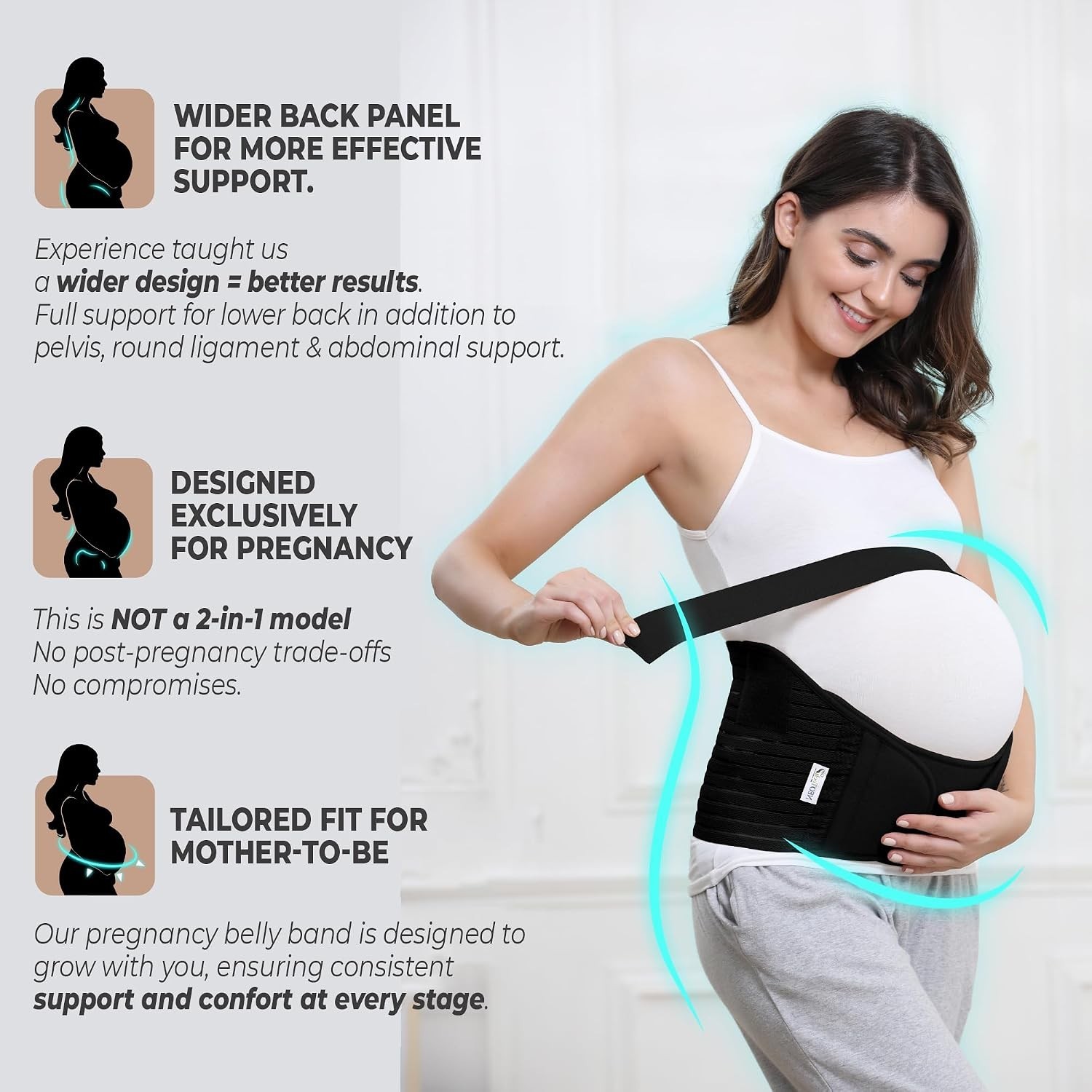 Durable Adjustable Belly Band for Pregnancy Comfort – Black Maternity Support