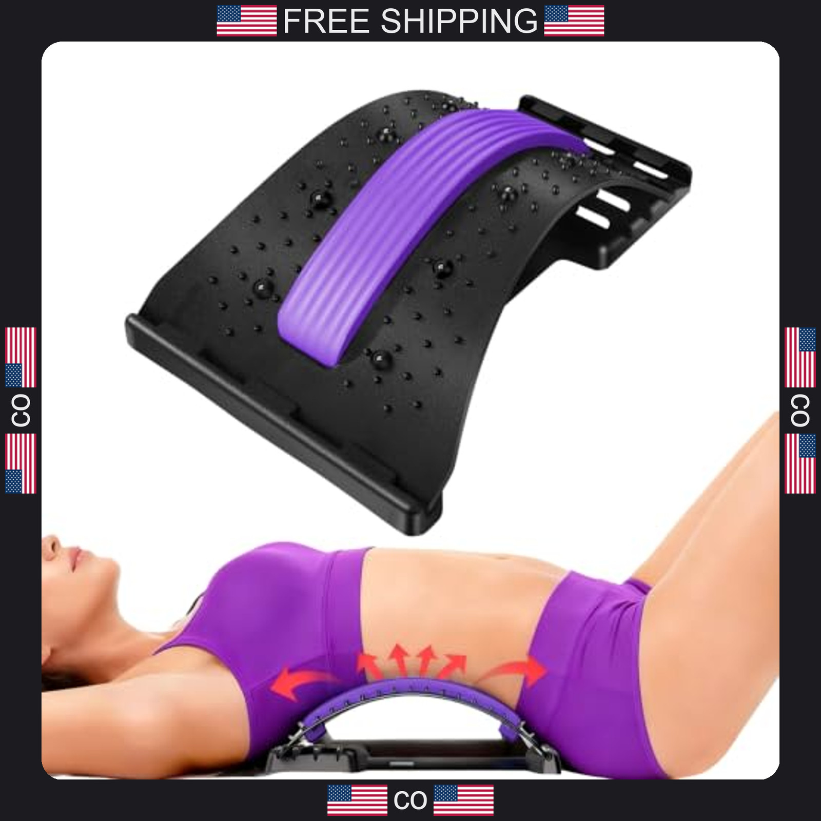 Back Stretcher Adjustable Lumbar Support for Lower Back Pain Relief