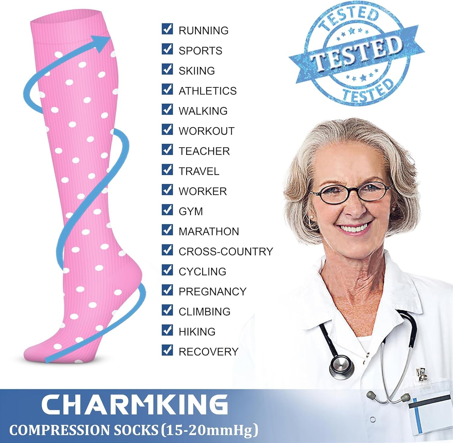 Athletic Compression Socks – Best Support for Running & Cycling, 3 Pairs Inside