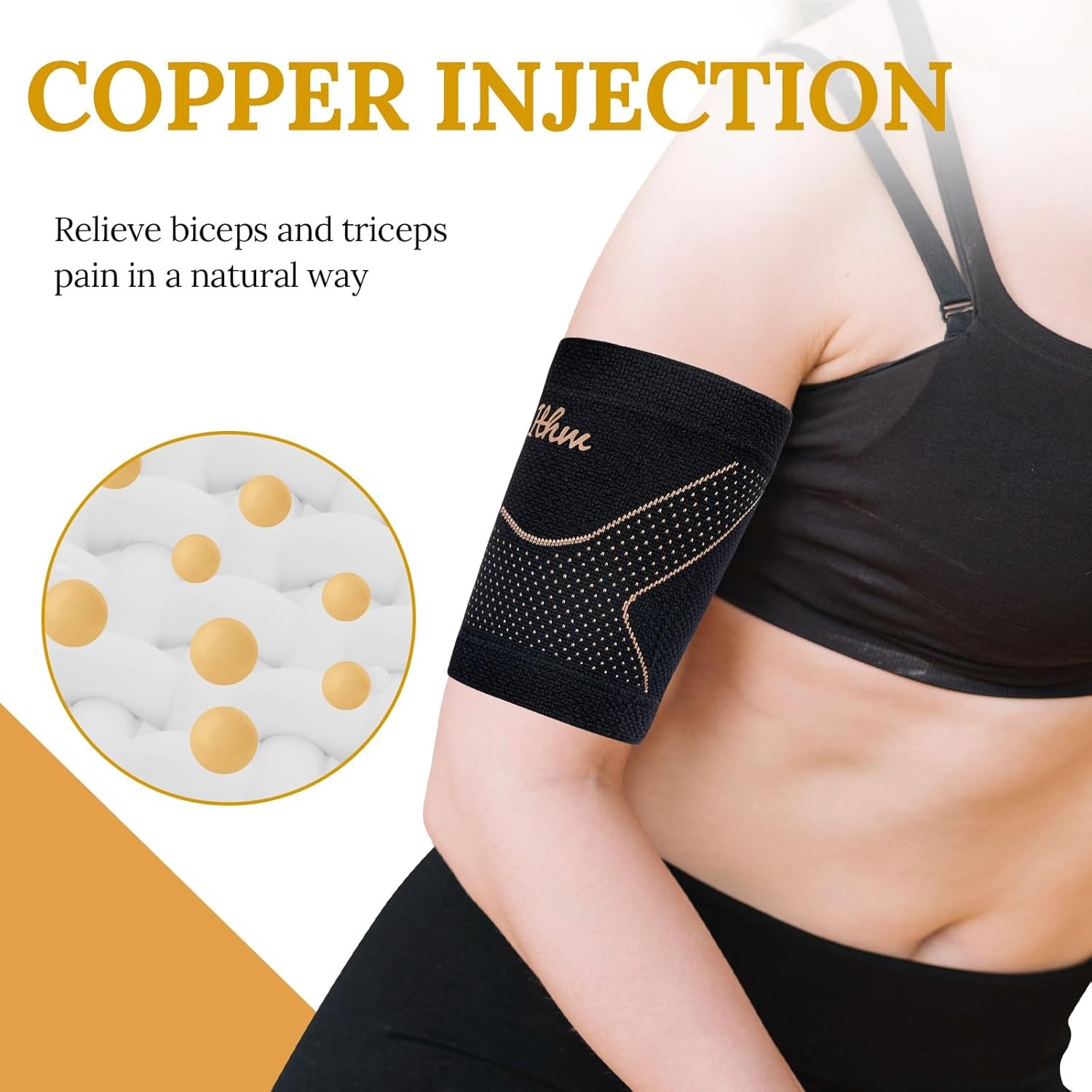 Copper Bicep Tendonitis Brace Compression Sleeve Medium for Arm Support