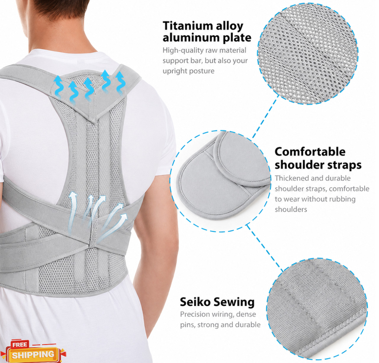 Adjustable Posture Corrector Low Back Support Shoulder Brace Belt for Men Women