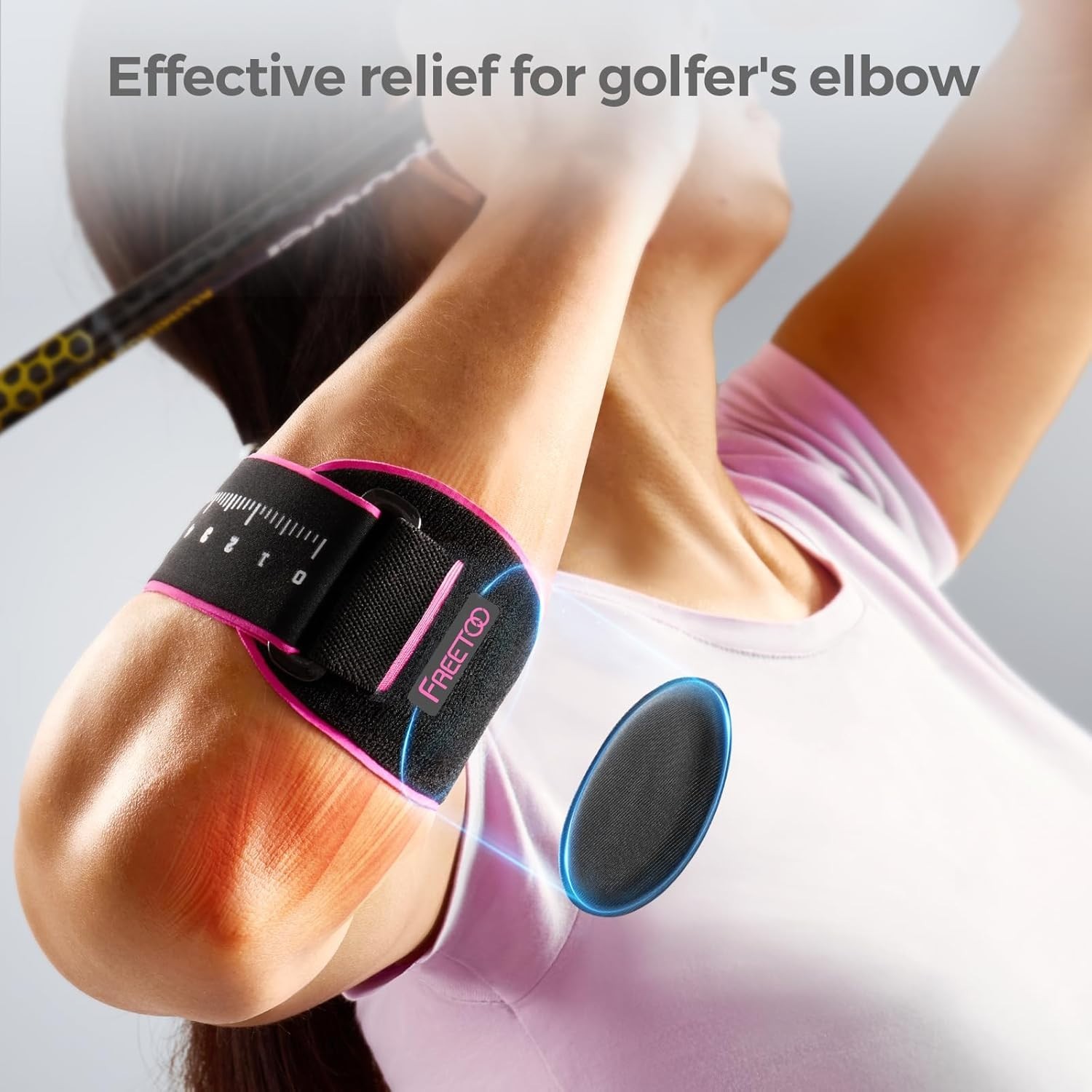 Elbow Support Band for Epicondylitis – Double Pressure System, Pink S/M